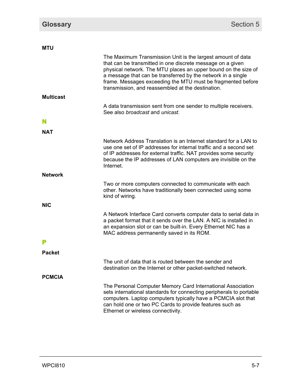 Motorola WPCI810GP User Manual | Page 52 / 58