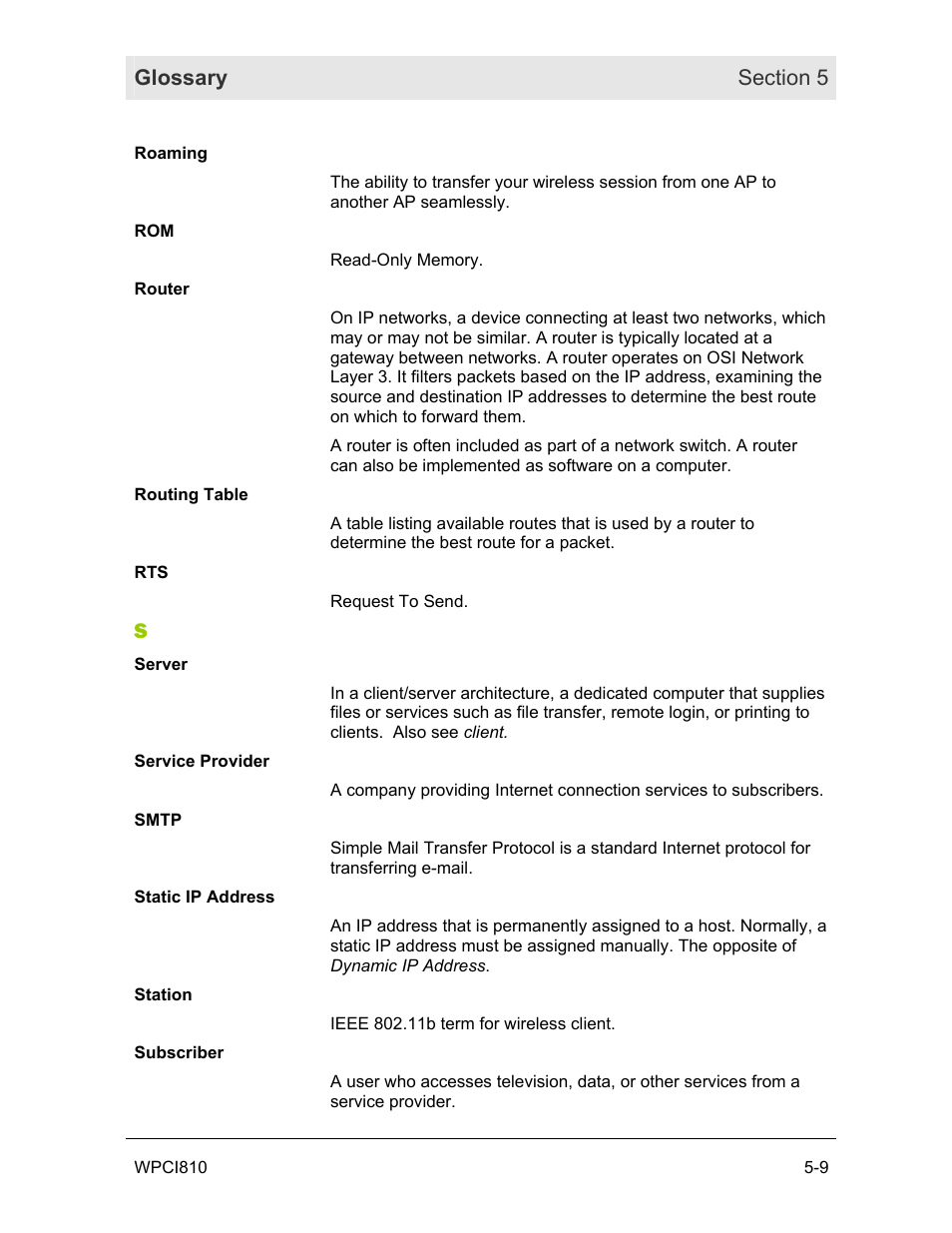 Motorola WPCI810GP User Manual | Page 54 / 58