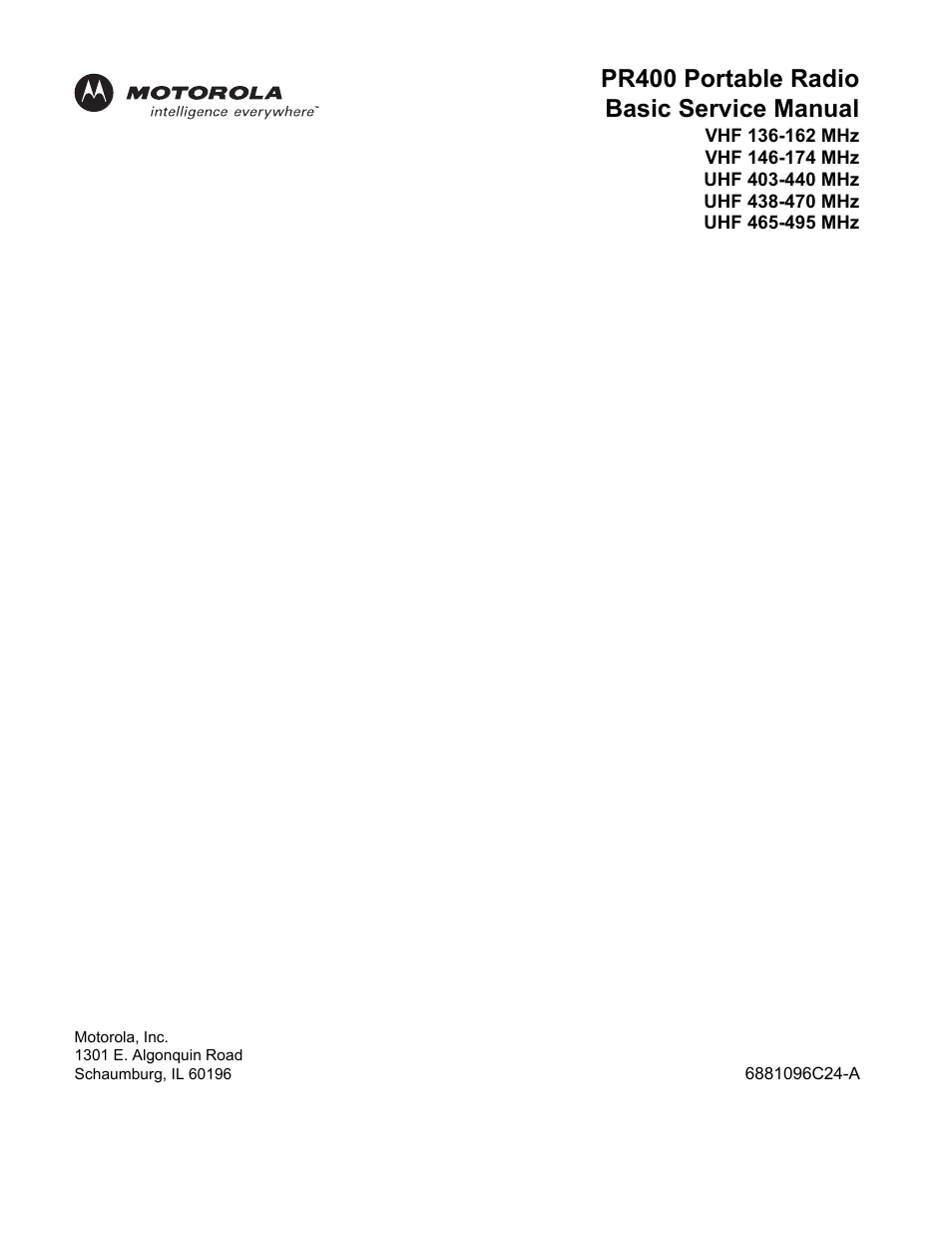 Pr400 portable radio basic service manual | Motorola PR400 User Manual | Page 3 / 128