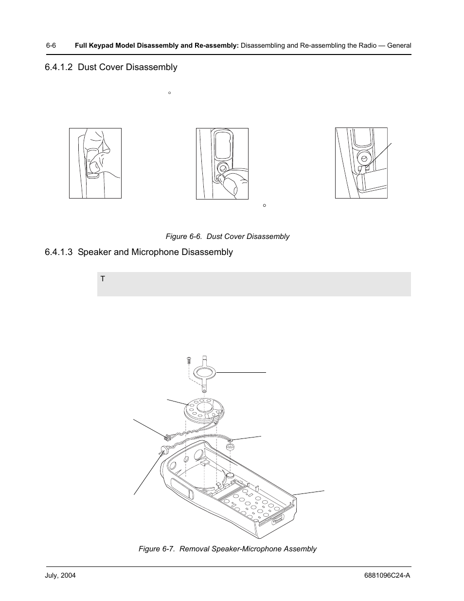 2 dust cover disassembly, 3 speaker and microphone disassembly | Motorola PR400 User Manual | Page 56 / 128