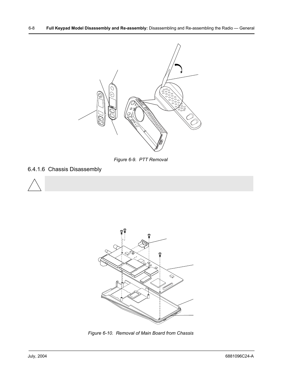 Figure 6-9, 6 chassis disassembly | Motorola PR400 User Manual | Page 58 / 128