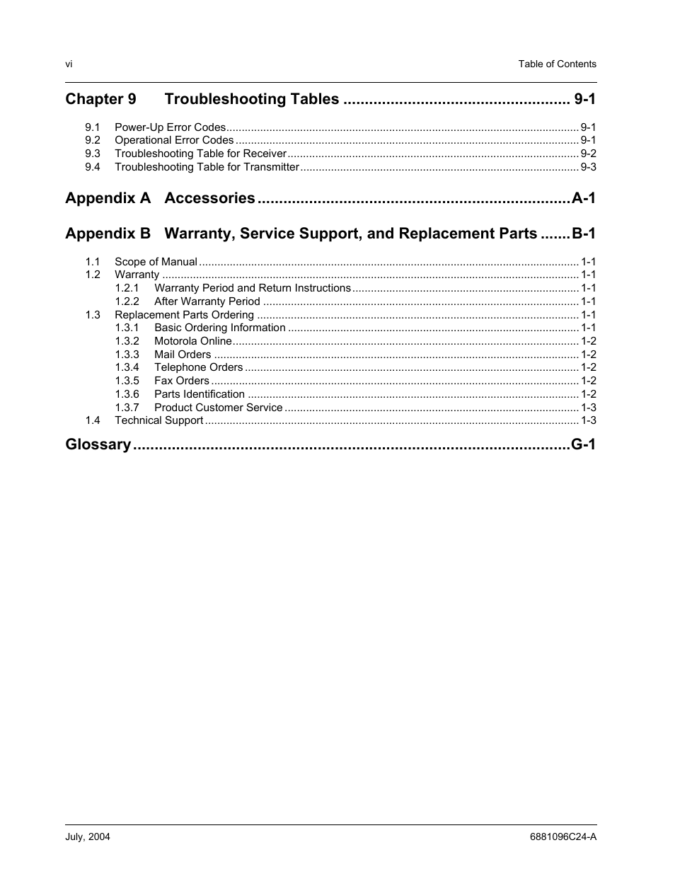 Chapter 9 troubleshooting tables -1 | Motorola PR400 User Manual | Page 8 / 128