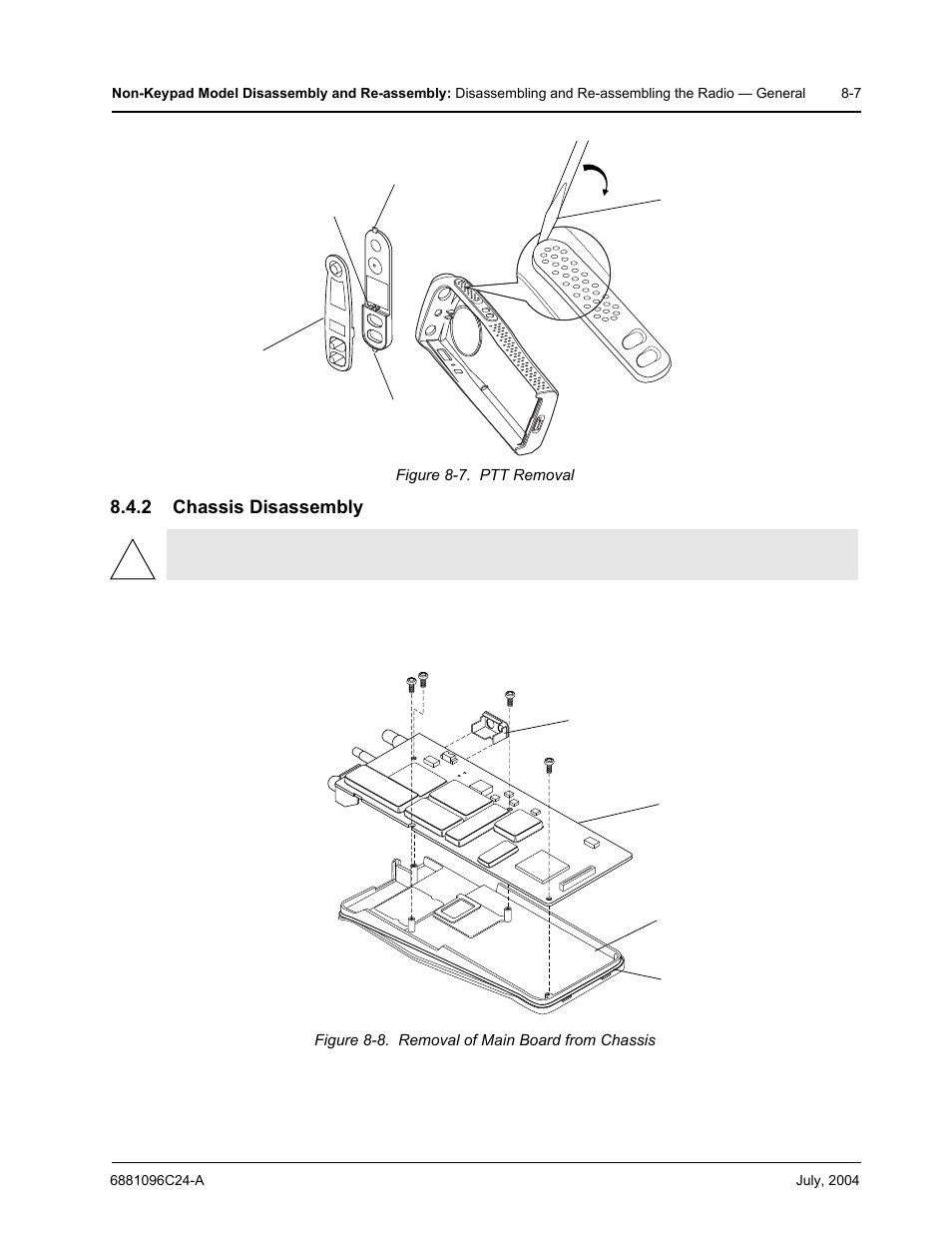 2 chassis disassembly, E ptt, Figure 8-7 | Motorola PR400 User Manual | Page 93 / 128