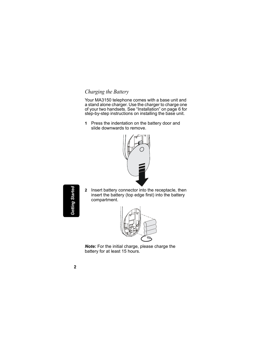 Charging the battery | Motorola MA3153 User Manual | Page 16 / 78