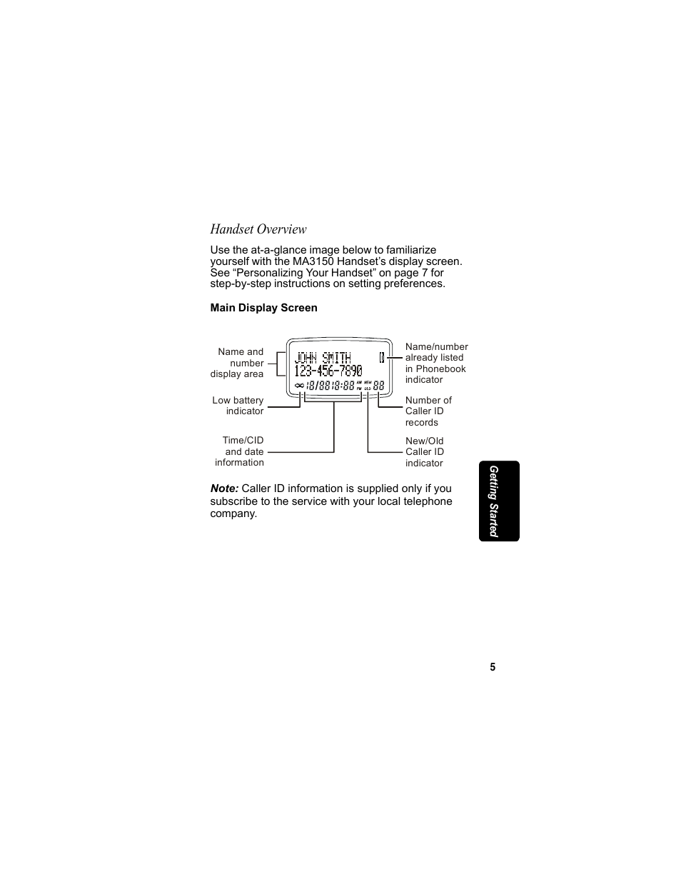 Handset overview | Motorola MA3153 User Manual | Page 19 / 78