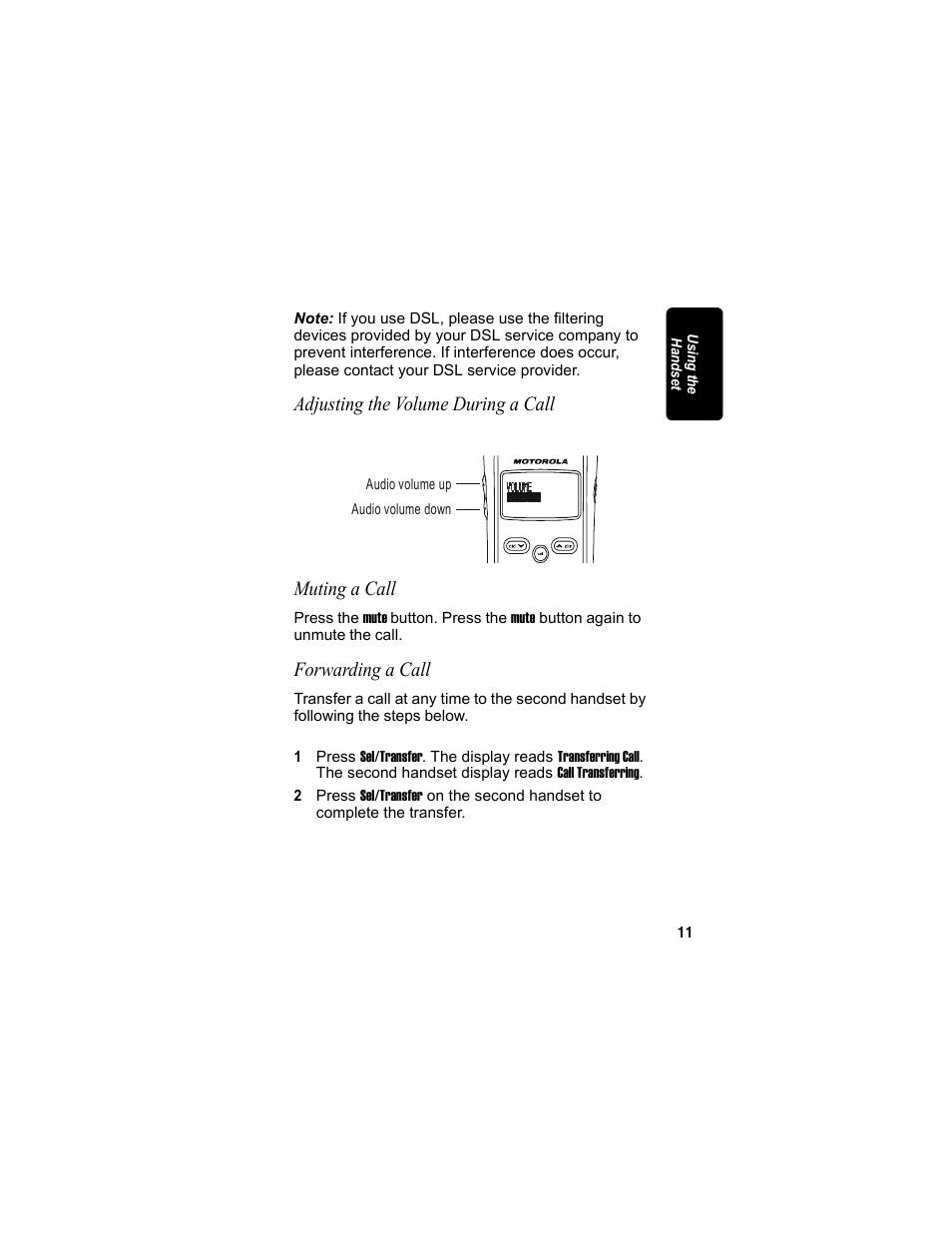 Adjusting the volume during a call, Muting a call, Forwarding a call | Re l im in ar y | Motorola MA3153 User Manual | Page 25 / 78