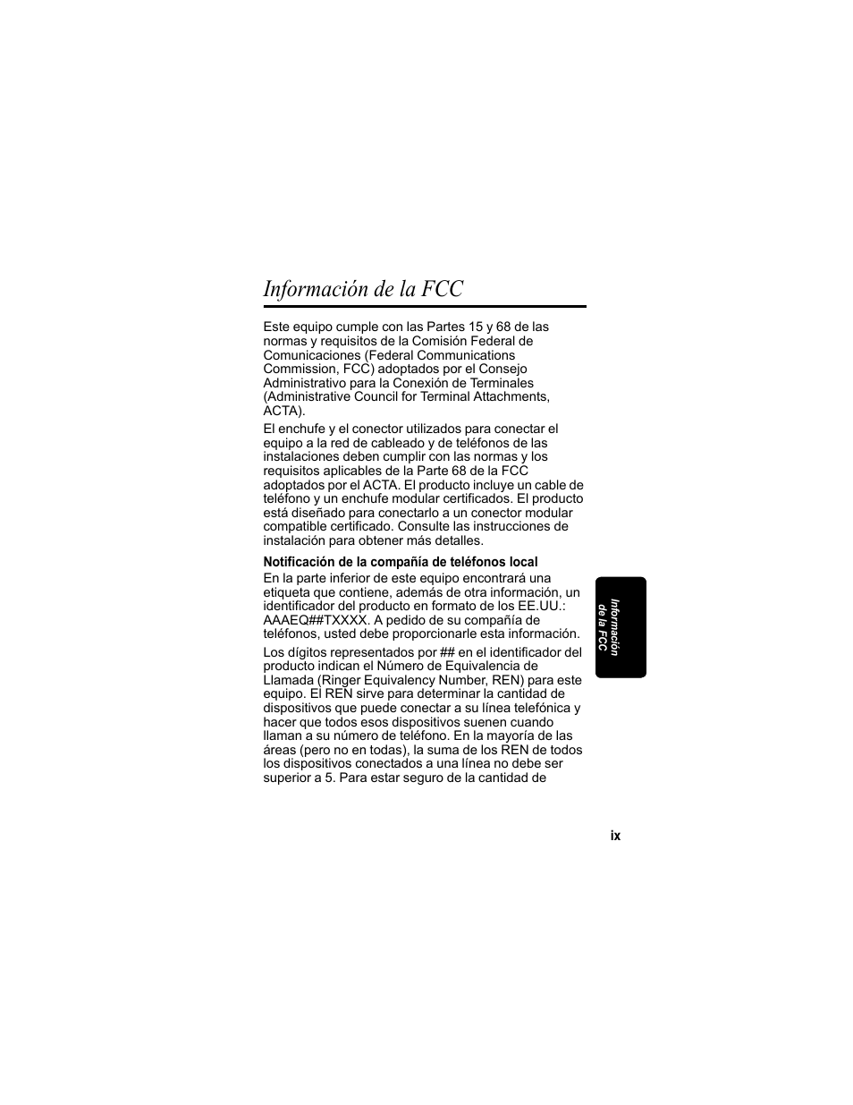 Información de la fcc | Motorola MA3153 User Manual | Page 49 / 78