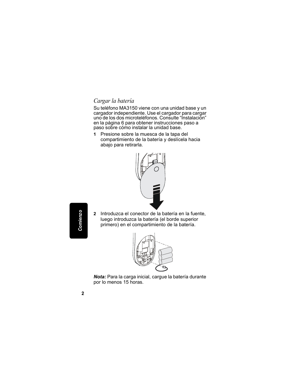 Cargar la batería | Motorola MA3153 User Manual | Page 54 / 78