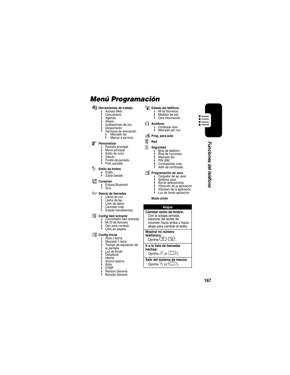 Menú programación | Motorola A630 User Manual | Page 169 / 256
