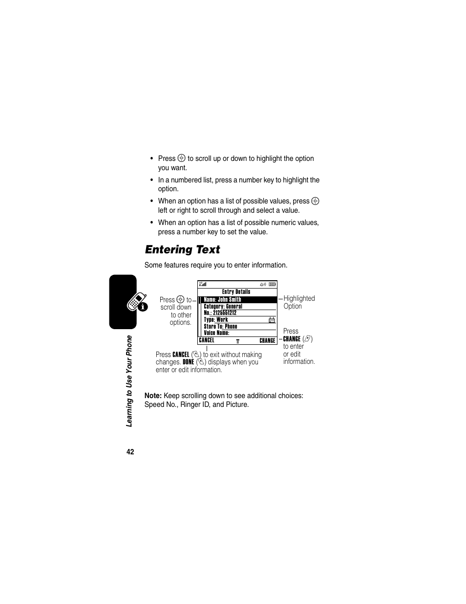 Entering text | Motorola A630 User Manual | Page 44 / 256