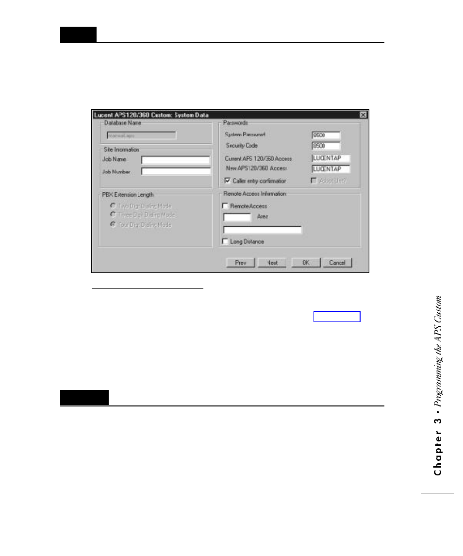 2 modifying system data, 1 changing the access password, Modifying system data | Changing the access password | Motorola APS120 User Manual | Page 21 / 75