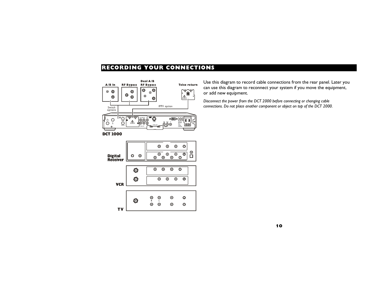 Recording your connections, Reco rding y our connections | Motorola DCT2000 User Manual | Page 14 / 33