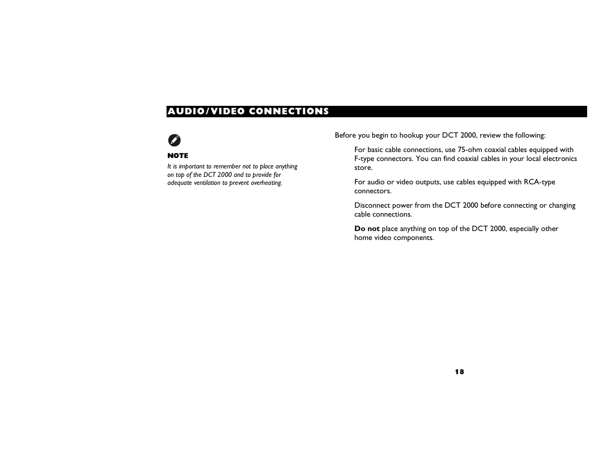 Audio/video connections | Motorola DCT2000 User Manual | Page 22 / 33