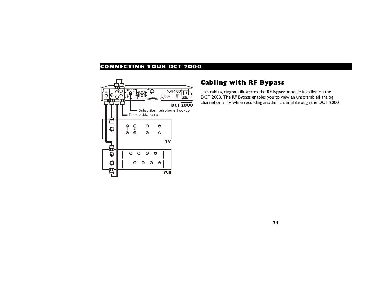 Cabling with rf bypass, Connecting yo ur dct 2 000 | Motorola DCT2000 User Manual | Page 25 / 33