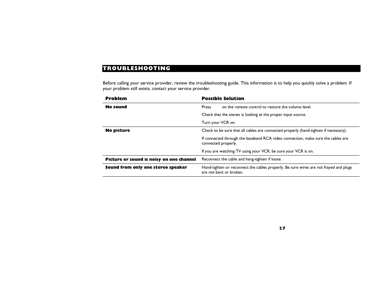 Troubleshooting, Tro ubleshooting | Motorola DCT2000 User Manual | Page 31 / 33