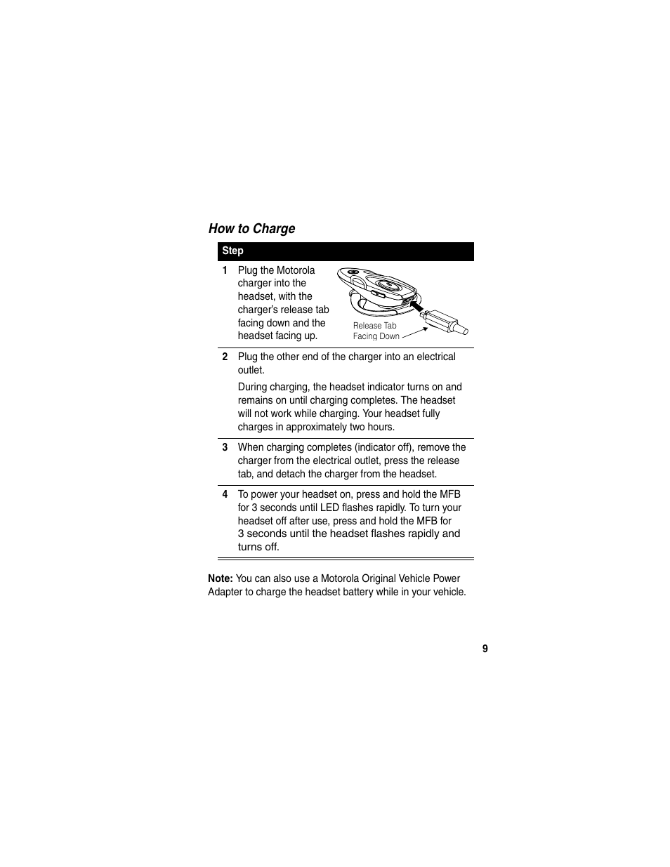 How to charge | Motorola HS820 User Manual | Page 11 / 76
