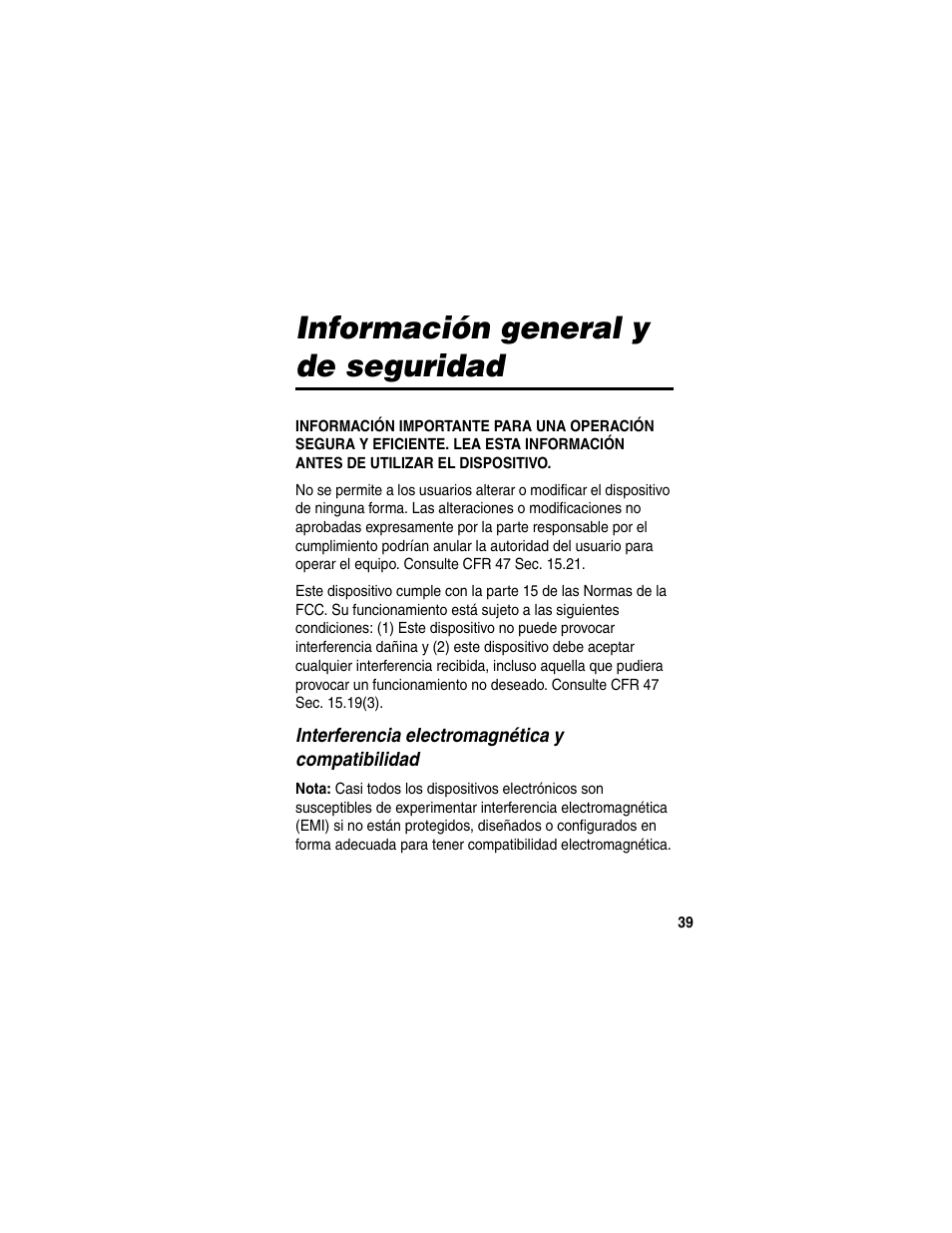 Información general y de seguridad, Interferencia electromagnética y compatibilidad | Motorola HS820 User Manual | Page 41 / 76