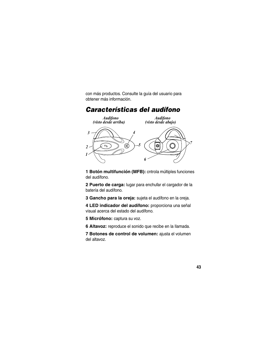 Características del audífono | Motorola HS820 User Manual | Page 45 / 76