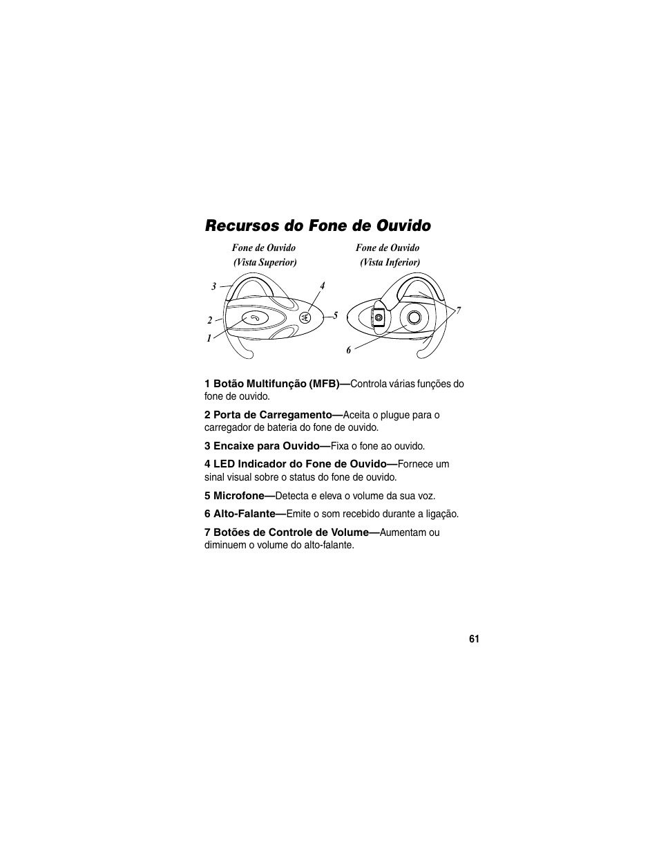 Recursos do fone de ouvido | Motorola HS820 User Manual | Page 63 / 76