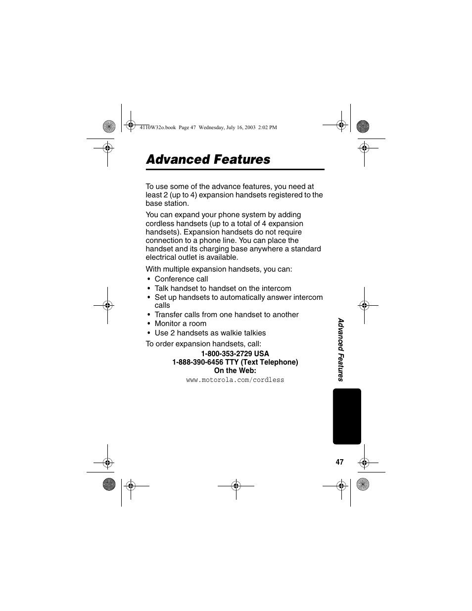 Advanced features | Motorola MD490 User Manual | Page 49 / 64