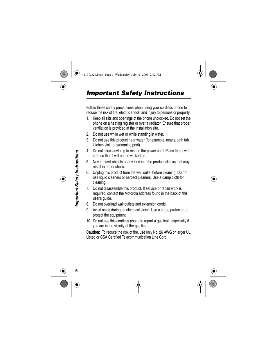 Important safety instructions | Motorola MD490 User Manual | Page 8 / 64