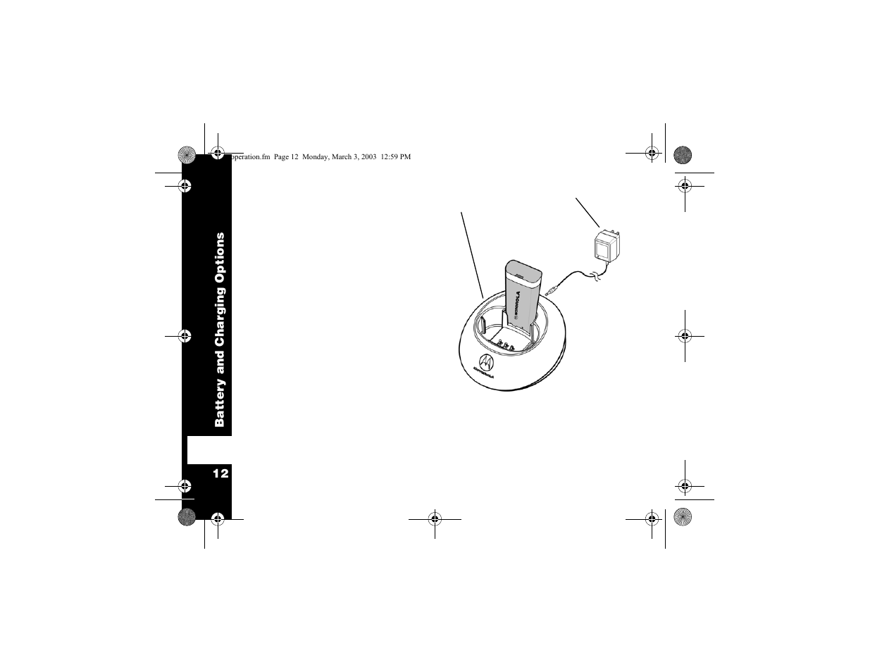 Charging with the drop-in charging tray (nntn4019) | Motorola CP100 User Manual | Page 18 / 62