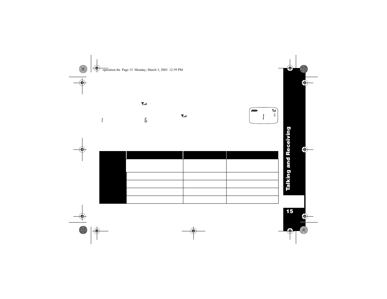 Talking and receiving, Signal strength indicator/channel busy, Talk range | Motorola CP100 User Manual | Page 21 / 62