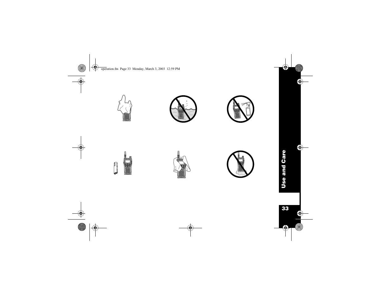 Use and care | Motorola CP100 User Manual | Page 39 / 62