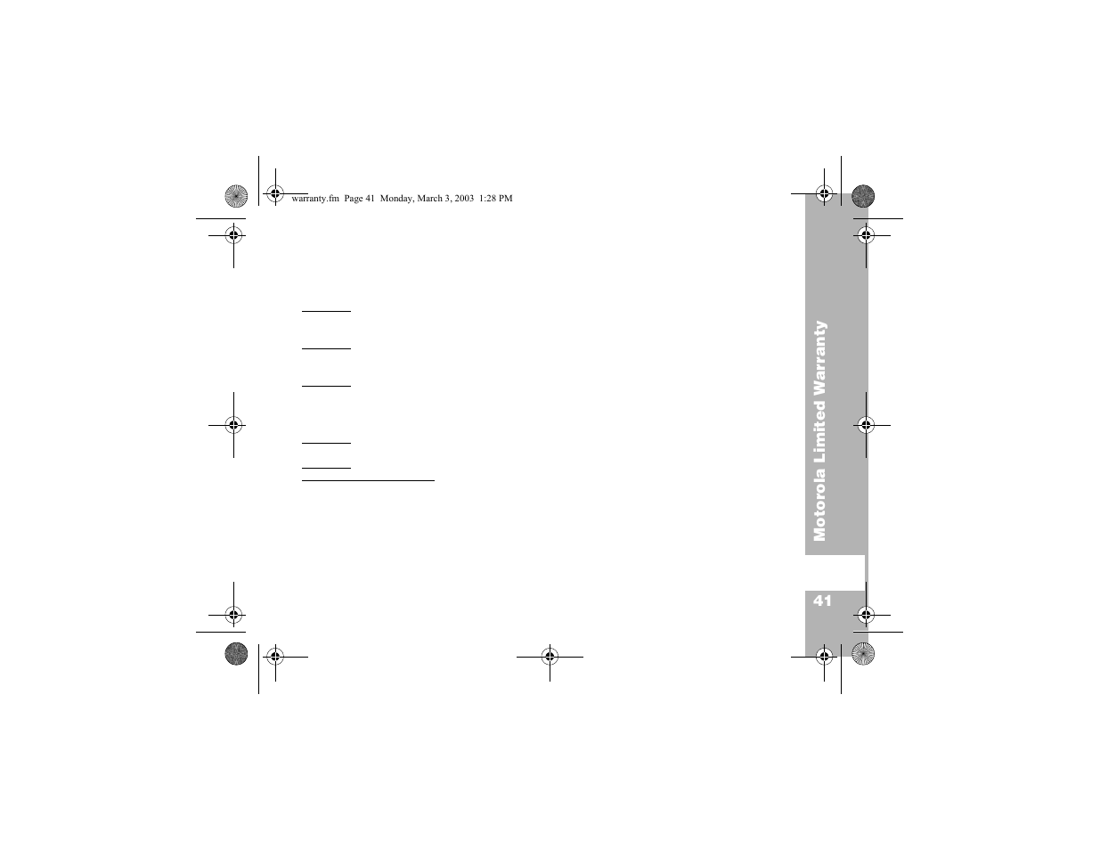 Motorola limited warranty | Motorola CP100 User Manual | Page 47 / 62