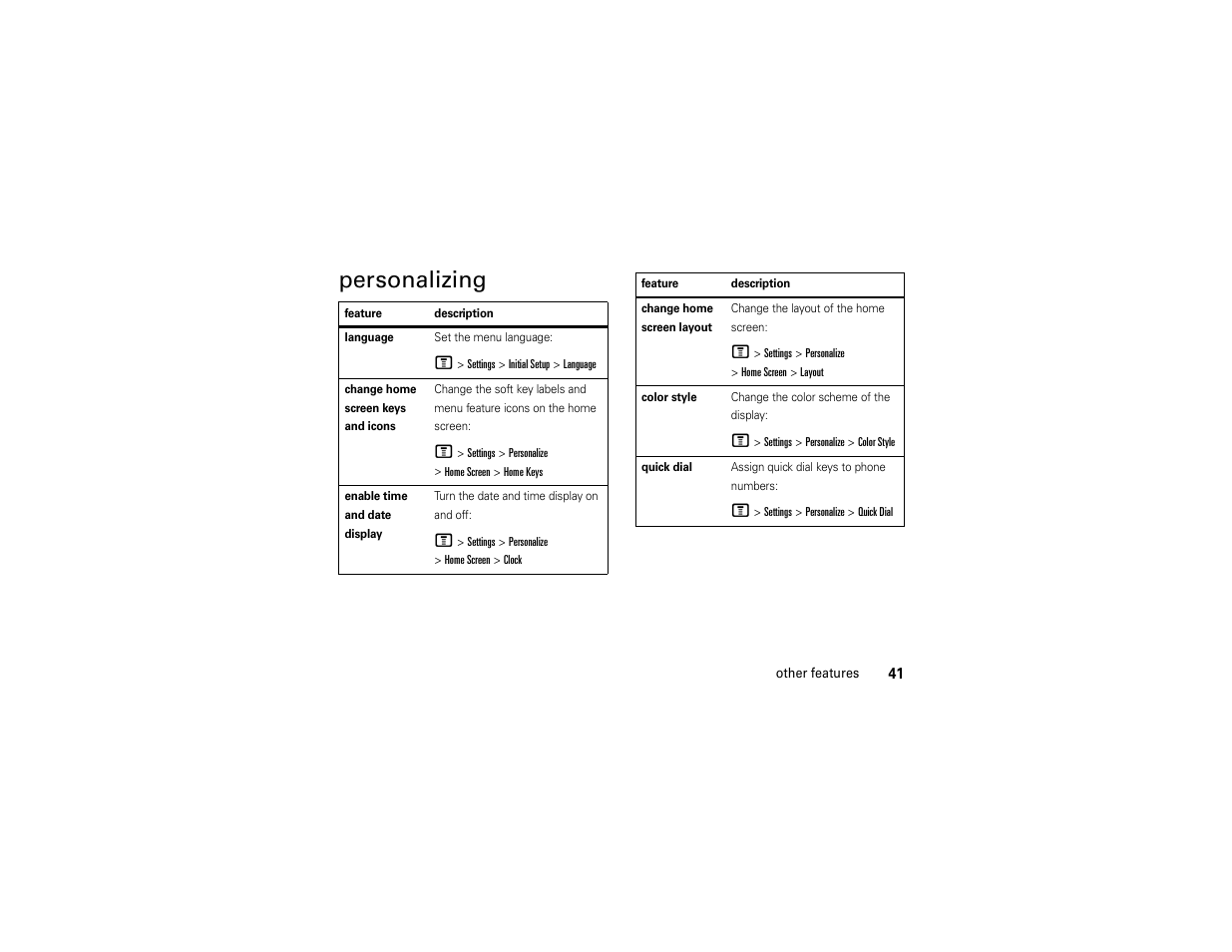 Personalizing | Motorola C168i User Manual | Page 43 / 80