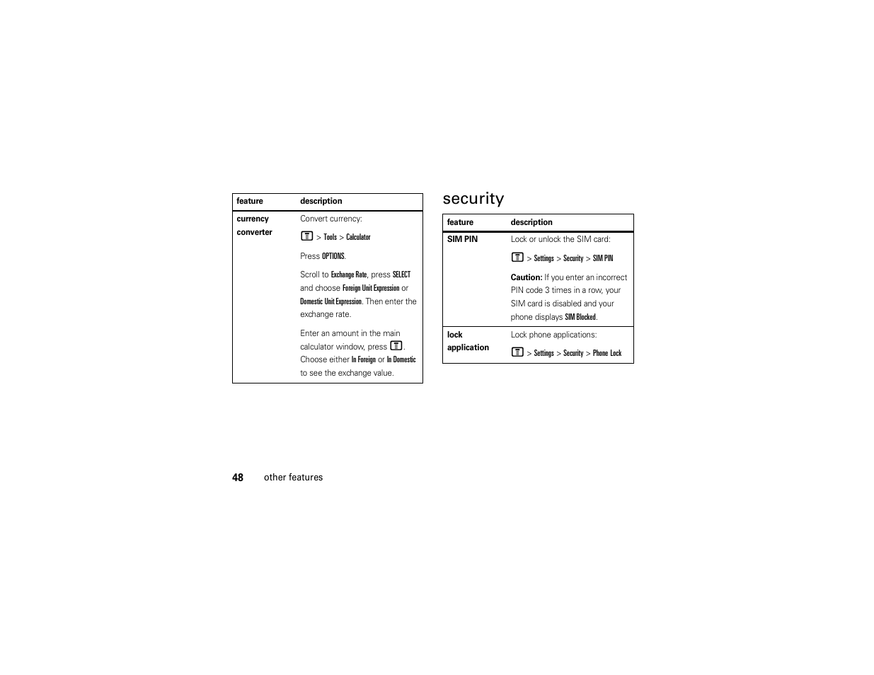 Security | Motorola C168i User Manual | Page 50 / 80