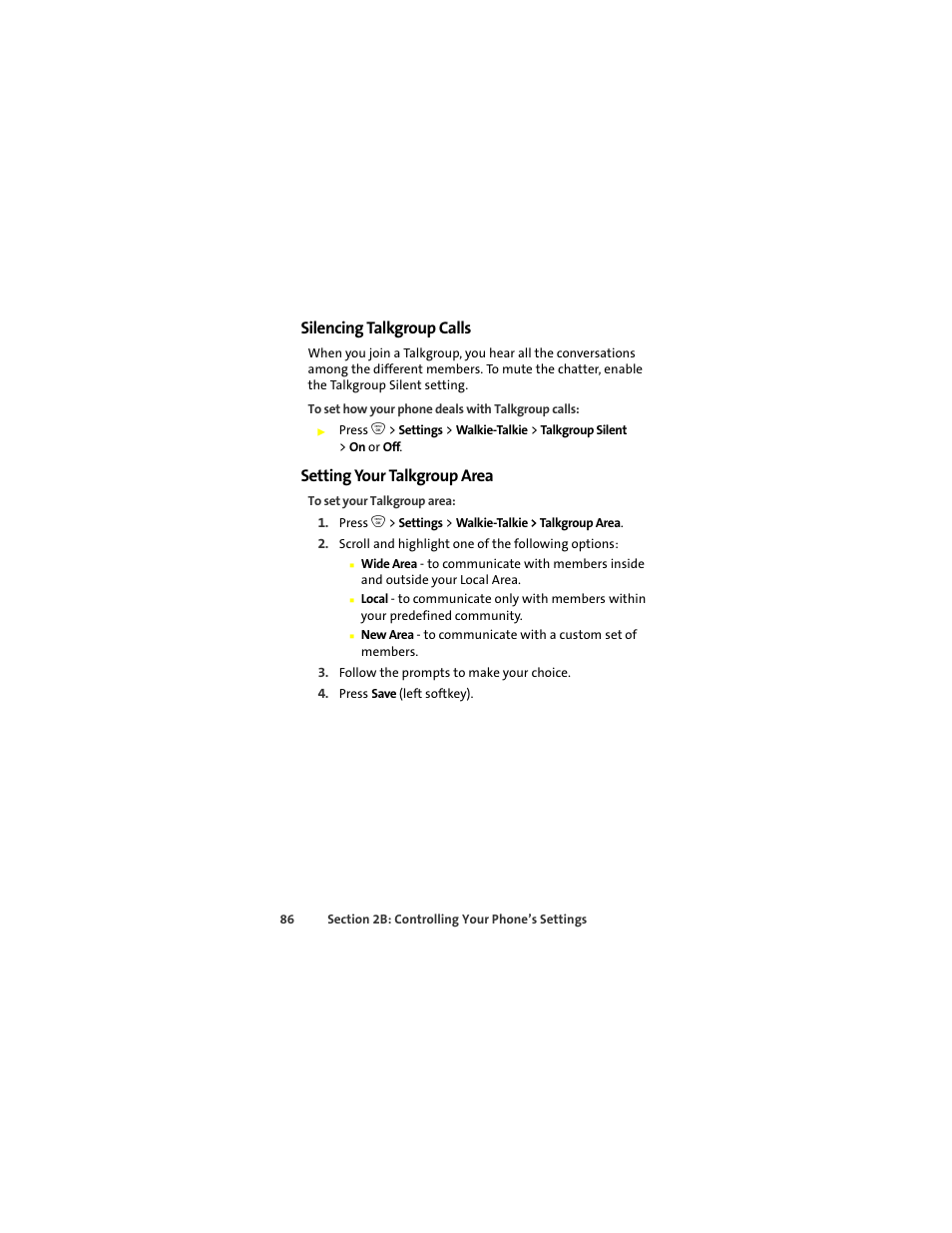 Silencing talkgroup calls, Setting your talkgroup area | Motorola ic402 User Manual | Page 100 / 224