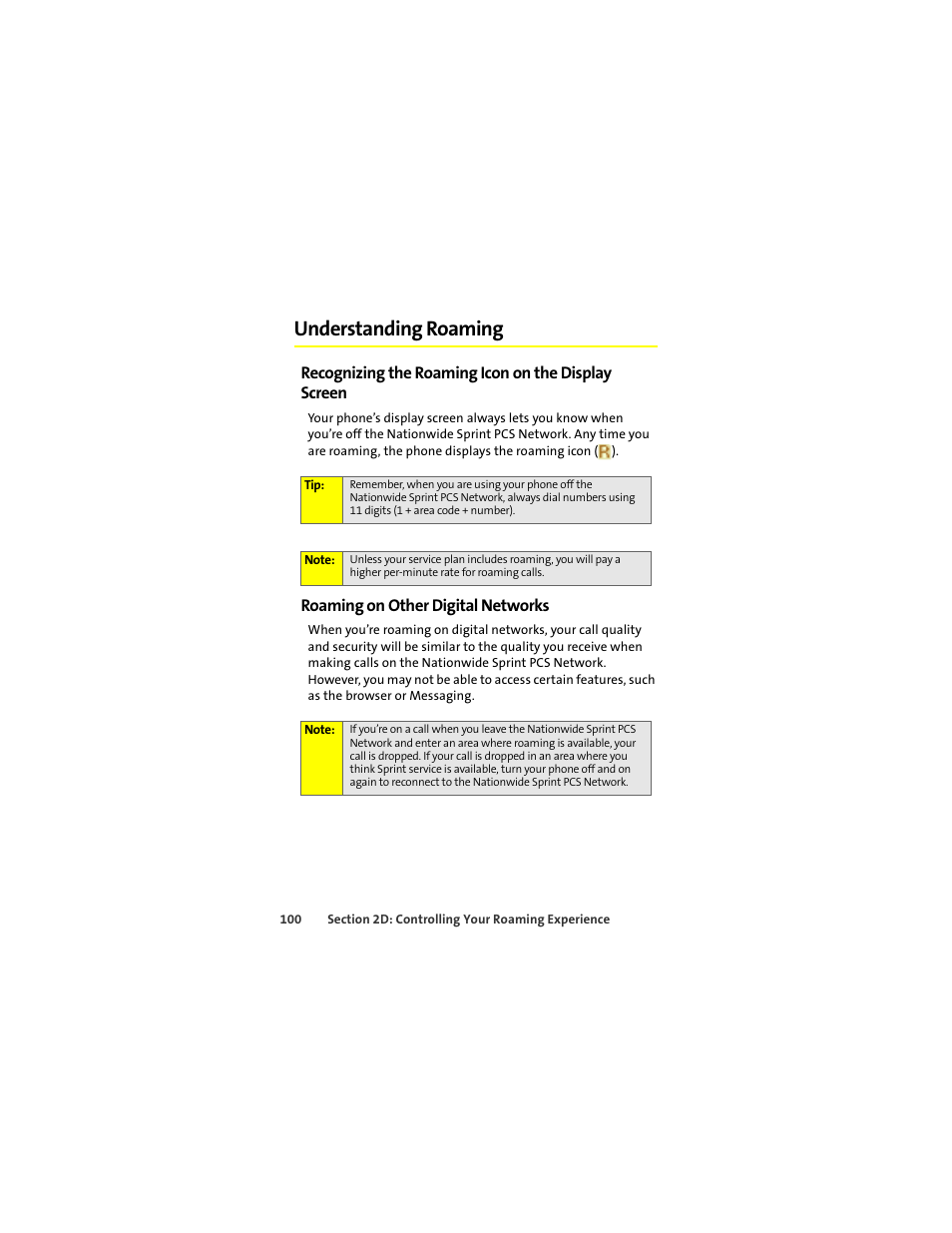 Understanding roaming, Recognizing the roaming icon on the display screen, Roaming on other digital networks | Motorola ic402 User Manual | Page 114 / 224