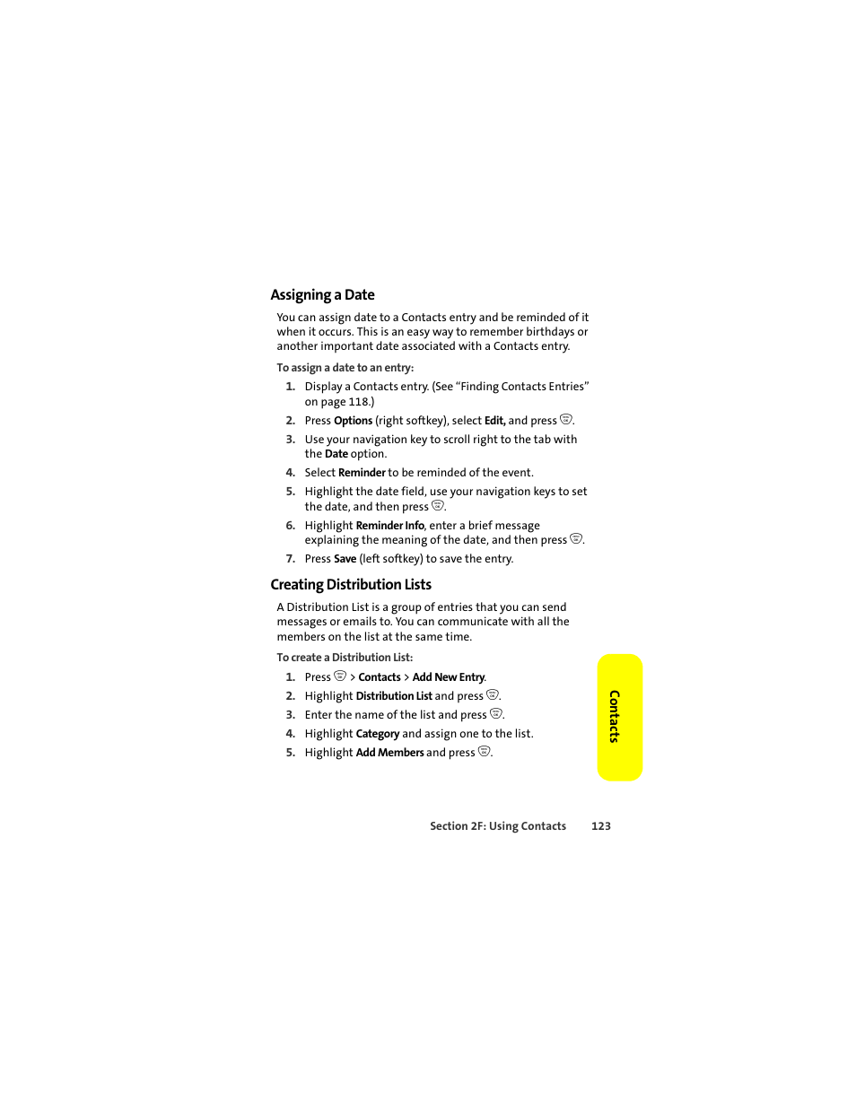 Assigning a date, Creating distribution lists | Motorola ic402 User Manual | Page 137 / 224