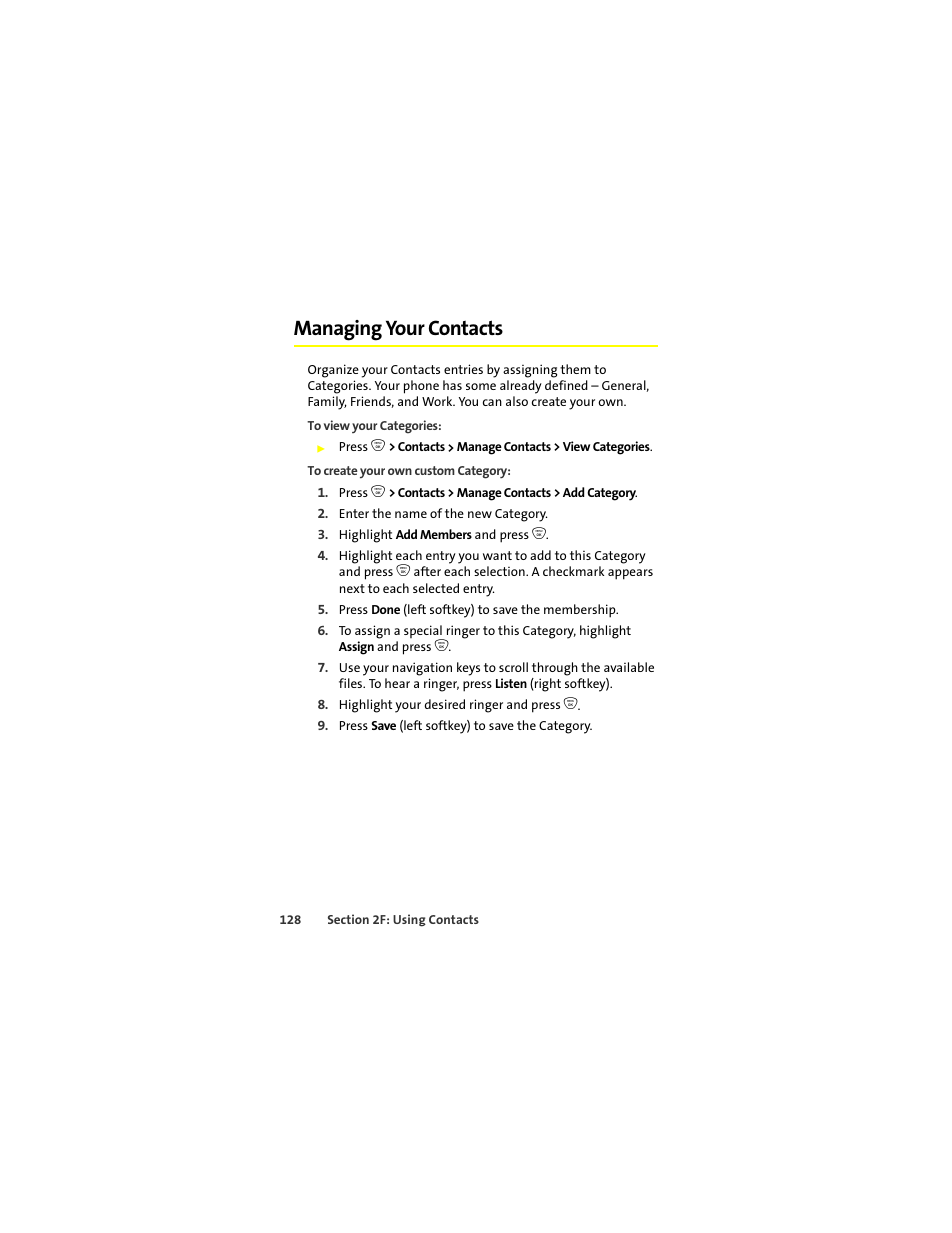 Managing your contacts | Motorola ic402 User Manual | Page 142 / 224