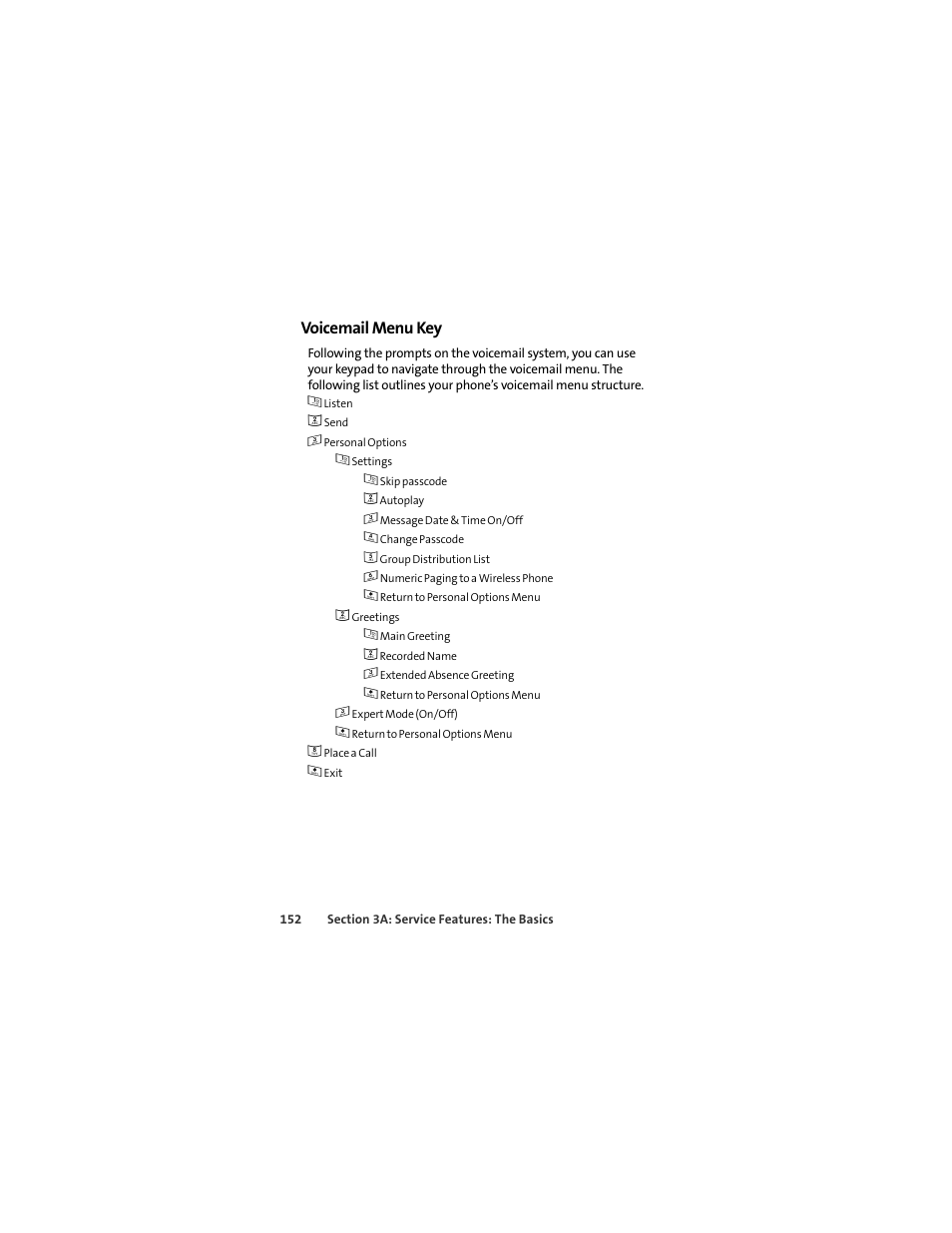 Voicemail menu key | Motorola ic402 User Manual | Page 166 / 224