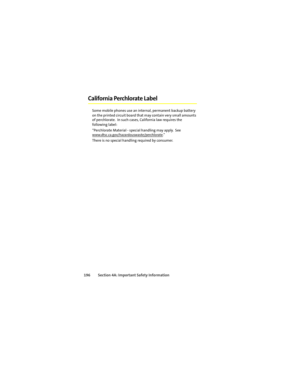 California perchlorate label | Motorola ic402 User Manual | Page 210 / 224