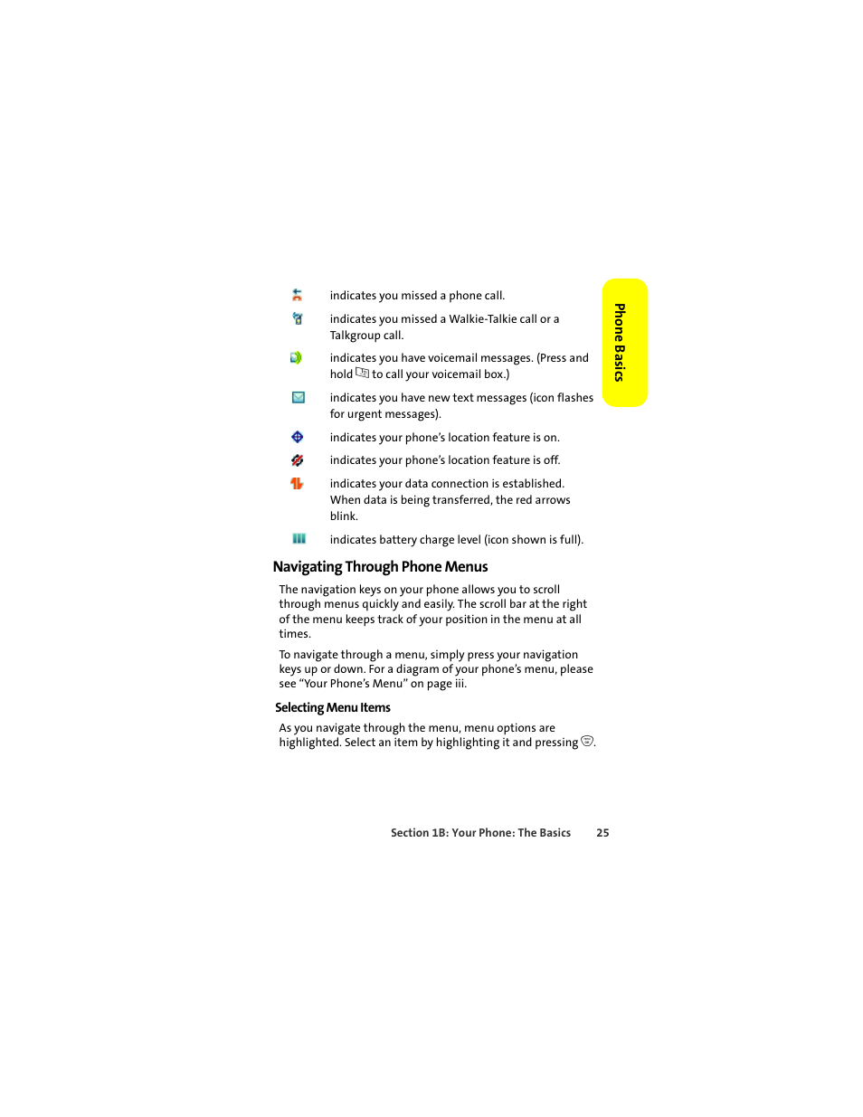 Navigating through phone menus | Motorola ic402 User Manual | Page 39 / 224