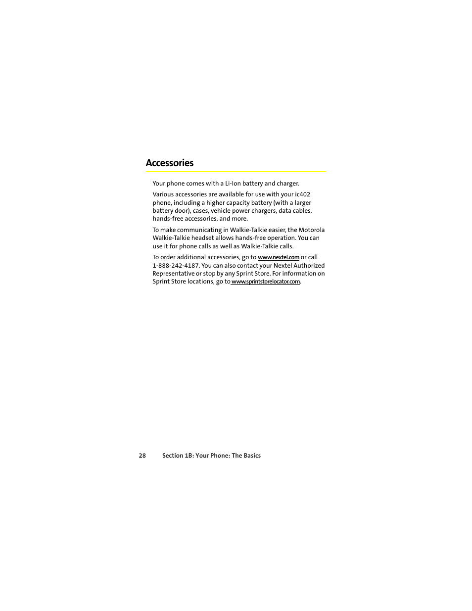 Accessories | Motorola ic402 User Manual | Page 42 / 224