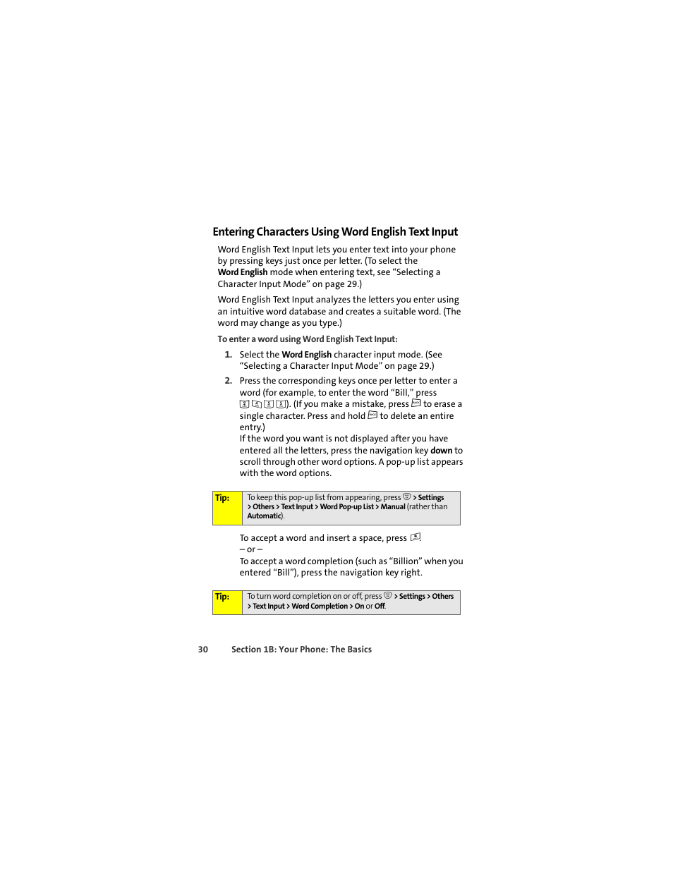 Entering characters using word english text input | Motorola ic402 User Manual | Page 44 / 224