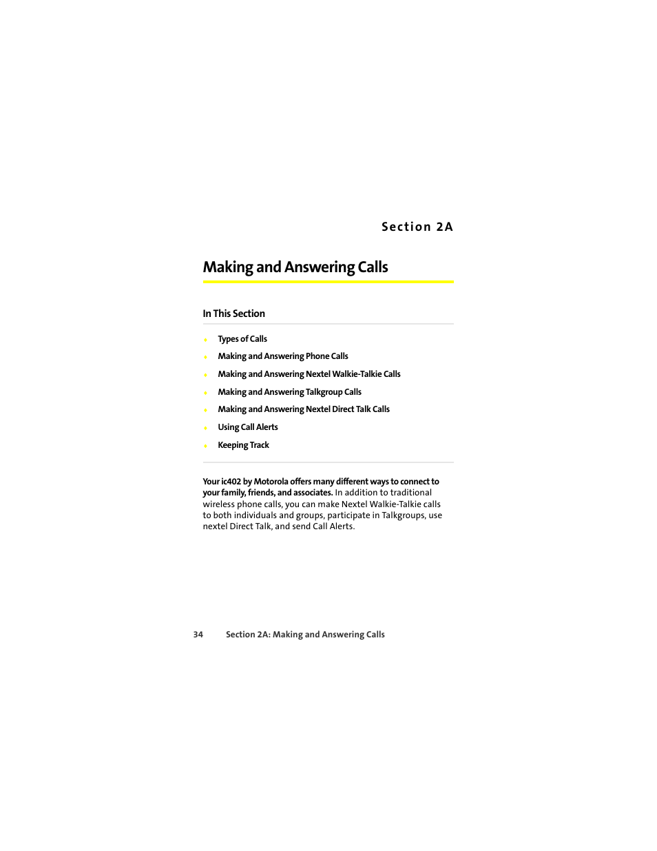 Making and answering calls | Motorola ic402 User Manual | Page 48 / 224