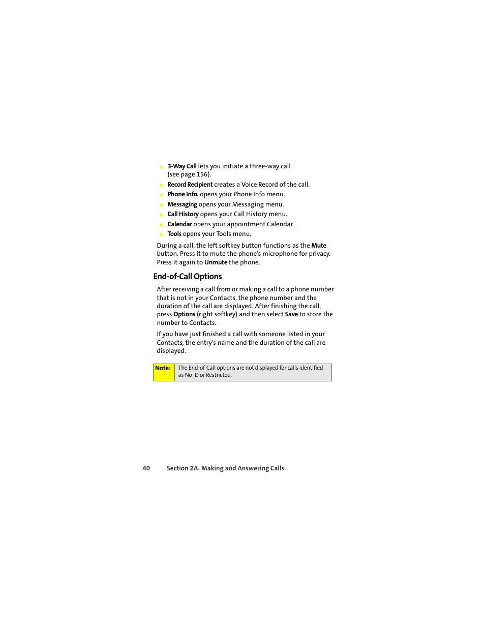 End-of-call options | Motorola ic402 User Manual | Page 54 / 224