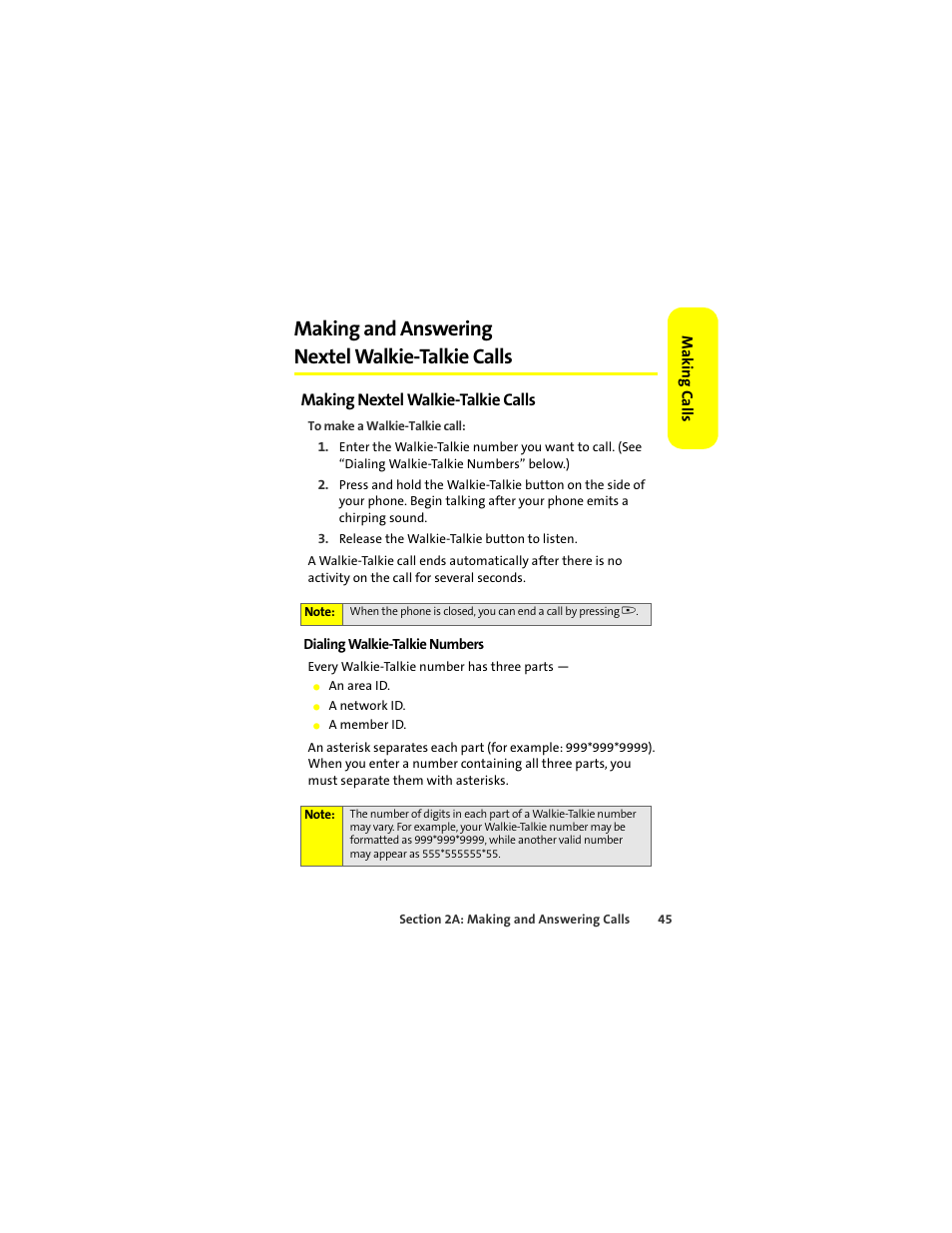 Making and answering nextel walkie-talkie calls, Making nextel walkie-talkie calls | Motorola ic402 User Manual | Page 59 / 224