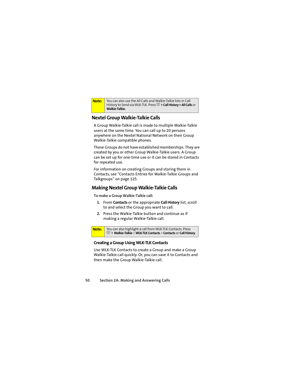 Nextel group walkie-talkie calls, Making nextel group walkie-talkie calls | Motorola ic402 User Manual | Page 64 / 224