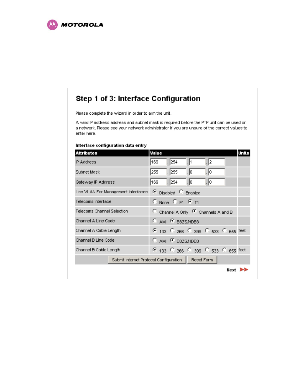 3 telecoms interface, Telecoms interface, Figure 47 - telecoms configuration interface | Motorola MotoWI4 PTP 600 Series User Manual | Page 106 / 246