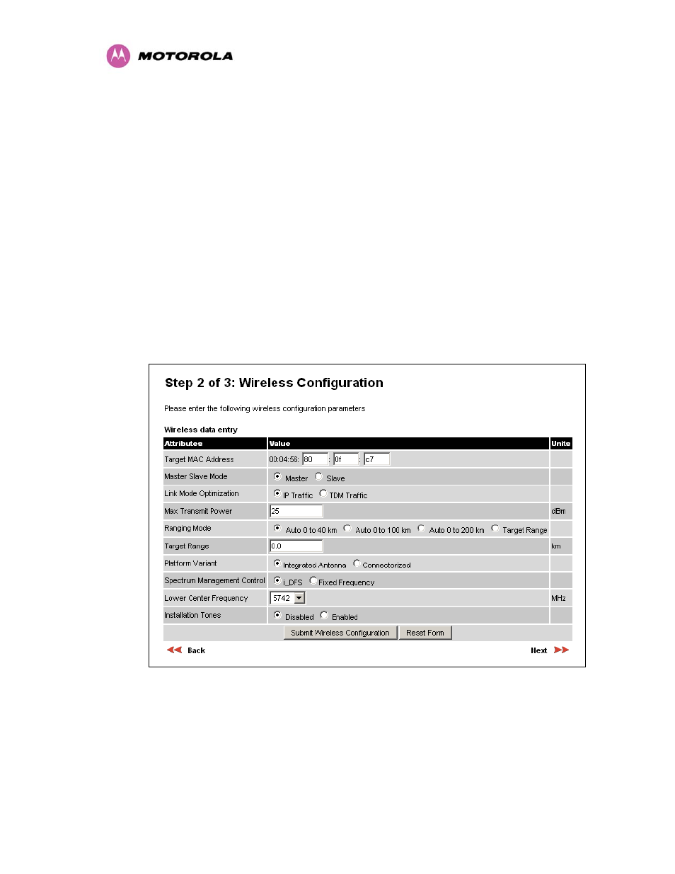 4 wireless configuration, Wireless configuration | Motorola MotoWI4 PTP 600 Series User Manual | Page 107 / 246