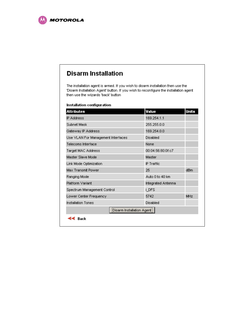 5 disarm, Disarm, Figure 52 - disarm installation | Motorola MotoWI4 PTP 600 Series User Manual | Page 113 / 246
