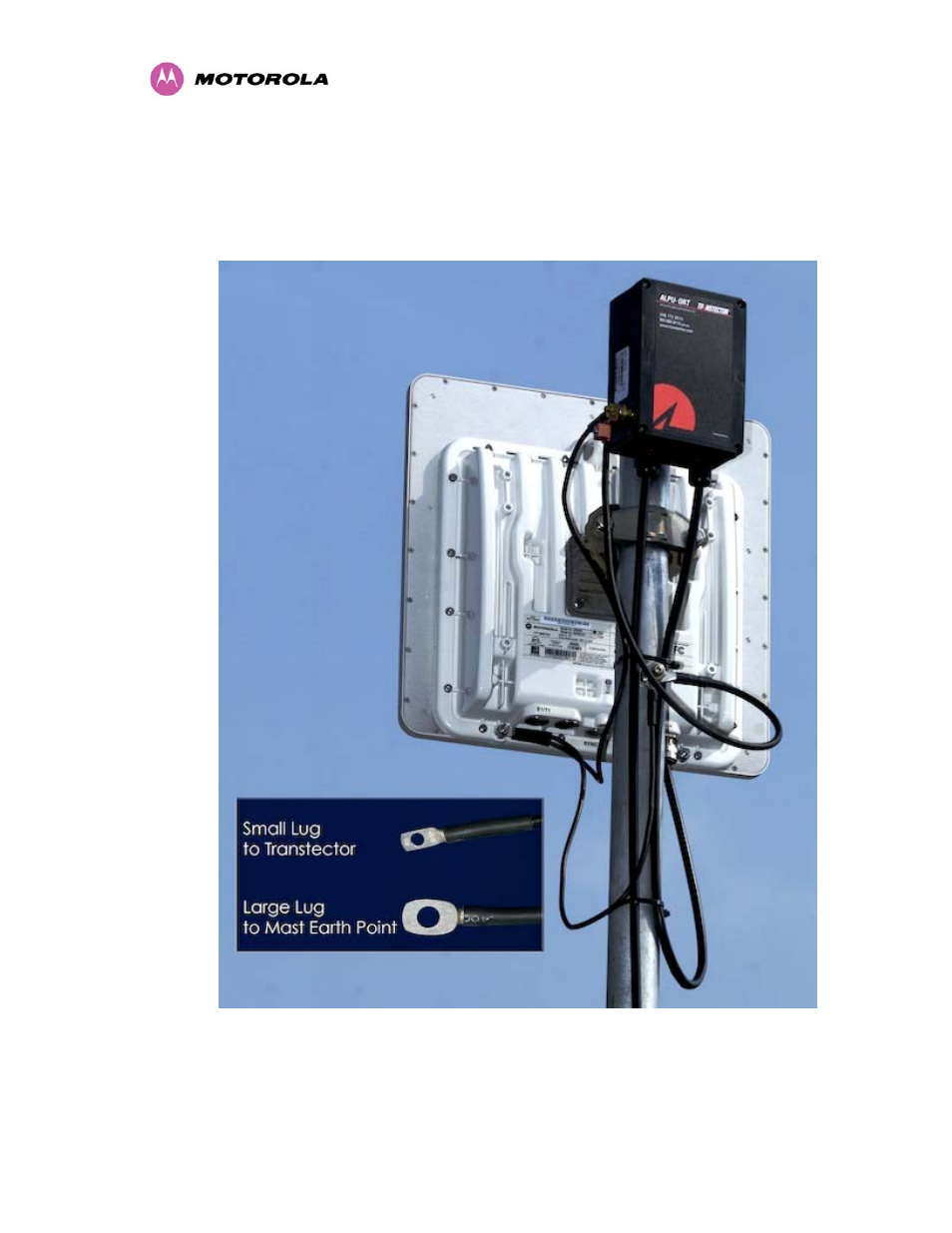 Figure 96 - upper grounding configuration | Motorola MotoWI4 PTP 600 Series User Manual | Page 164 / 246