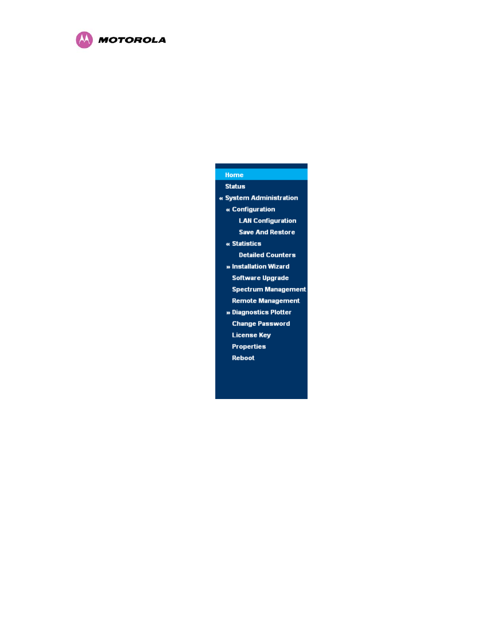 Figure 25 - menu navigation bar | Motorola MotoWI4 PTP 600 Series User Manual | Page 69 / 246