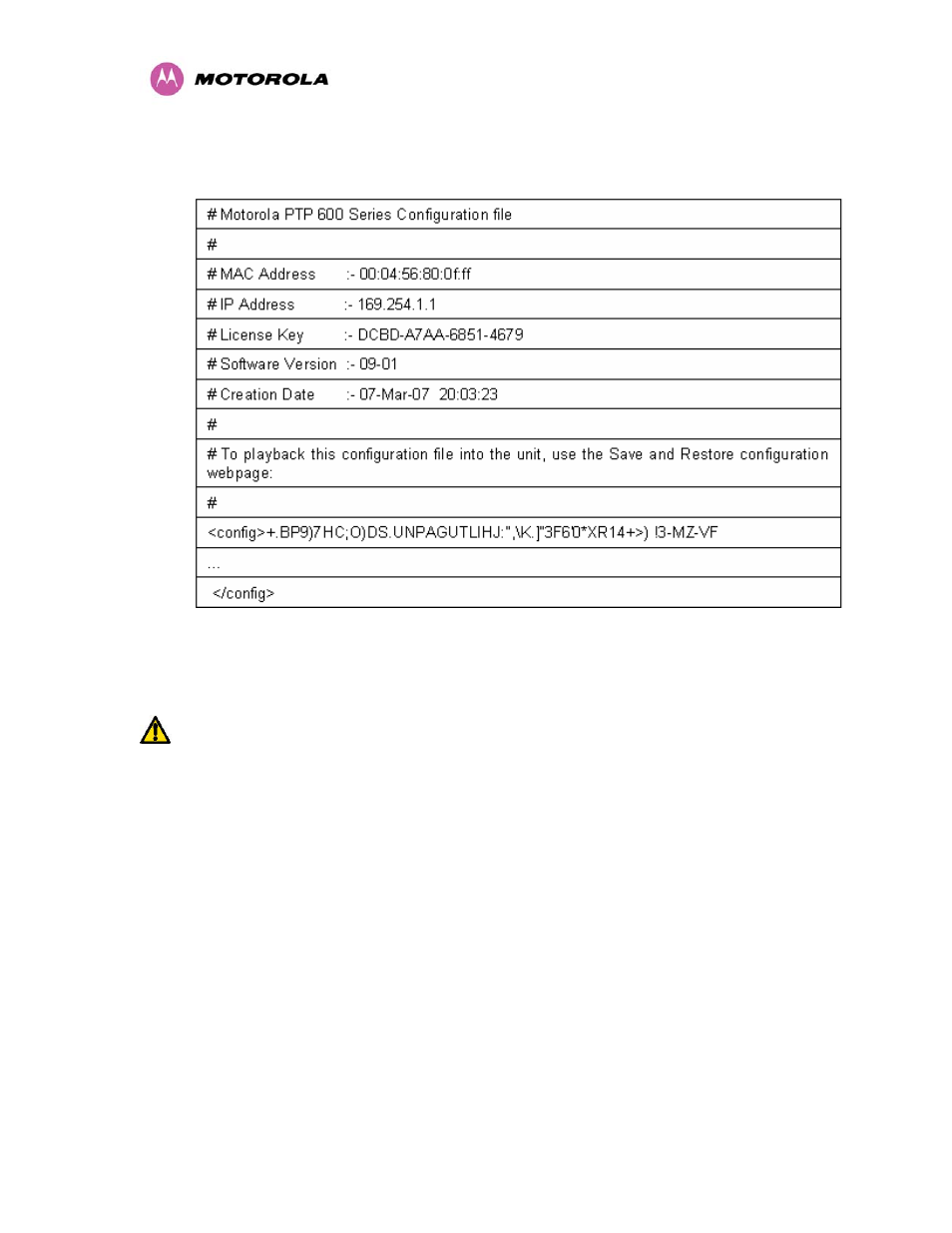 Figure 38 – ptp 600 example configuration file | Motorola MotoWI4 PTP 600 Series User Manual | Page 91 / 246